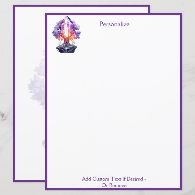 Mystical Crystal Tree Radiant Gemstone Fantasy Art (Front/Back)