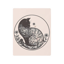 Mystical Curled Cat Metal Print