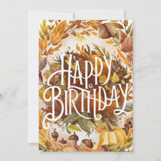 Mystical Cute Season Autumn Fall Happy Birthday Card