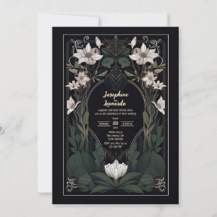 Mystical Dark Art Nouveau Wedding Invitation