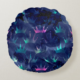 Mystical Dark Mermaid Scales & Ocean Trident illow Round Pillow