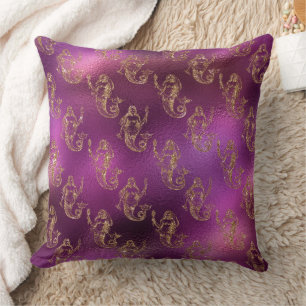 Mystical Dark Mermaid Scales & Ocean Trident illow Throw Pillow