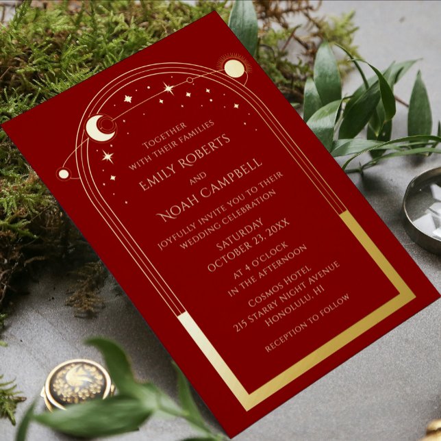Mystical Dark Red Gold Celestial Photo Wedding (Creator Uploaded)