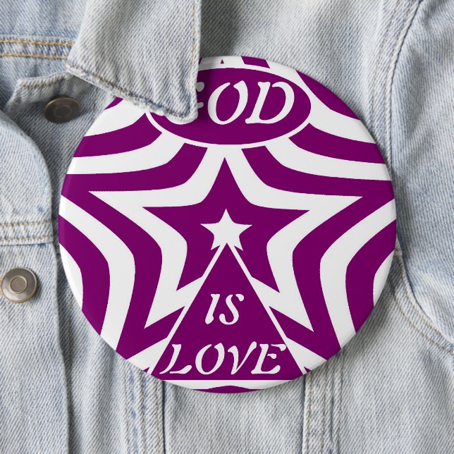 Mystical Deep Purple Star "God Is Love" - Jewel    6 Inch Round Button (In Situ)