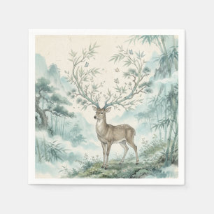 Mystical Deer Forest Watercolor Art Napkin