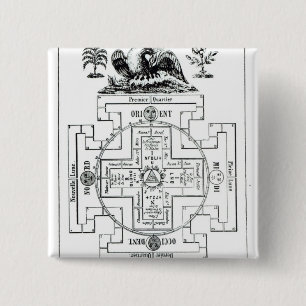 Mystical diagram of Solomon's 2 Inch Square Button