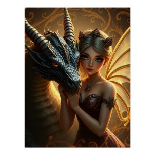 Mystical Dragon Fantasy Art  Poster