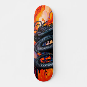 Mystical Dragon Fire Art Illustration Skateboard