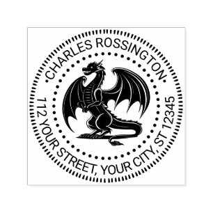 Mystical Dragon Silhouette #10 Name Return Address Self-inking Stamp