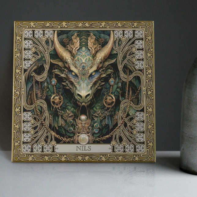 Mystical Dragon Spirit Altarpiece Personalized Tile (Creator Uploaded)