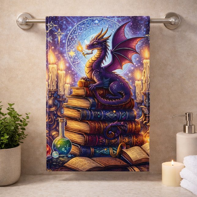 Mystical Dragon Wizard Books Bath Towel Set (Creator Uploaded)
