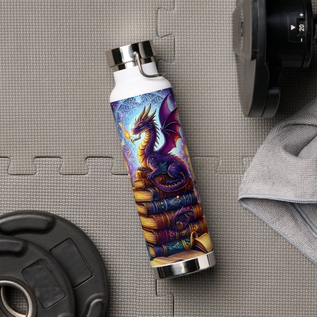 Mystical Dragon Wizard Books Water Bottle (Gym (Rotated))