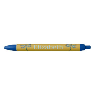 Mystical Dragonfly Custom Name Black Ink Pen