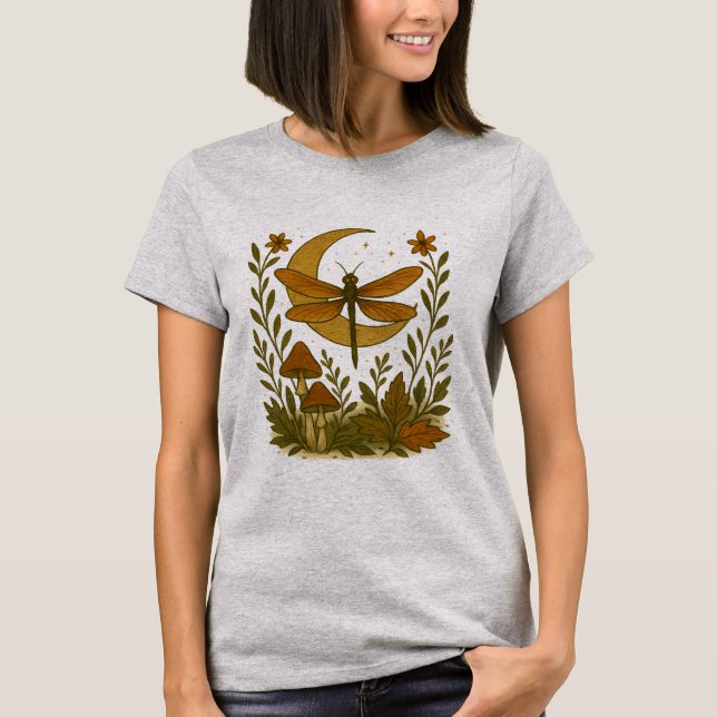 Mystical Dragonfly Moon shirt – Celestial Woodland (Front)