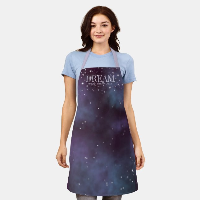 Mystical Dream Dusty Violet Galaxy Apron (Worn)