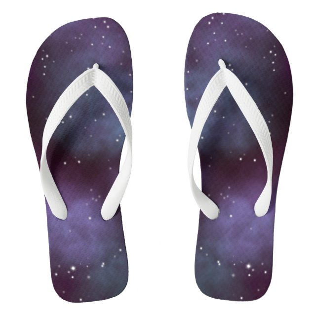 Mystical Dusty Violet Galaxy Flip Flops (Footbed)