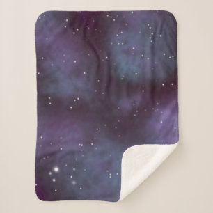 Mystical Dusty Violet Galaxy Sherpa Blanket
