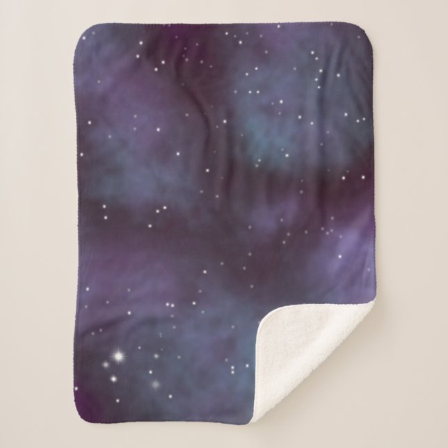 Mystical Dusty Violet Galaxy Sherpa Blanket (Front)