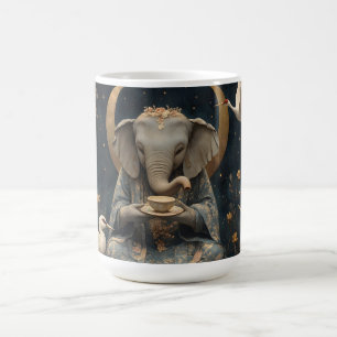 Mystical Elephant Tea Party Under Crescent Moon Coffee Mug