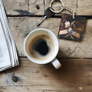 Mystical Elf Dragon Companion Butterfly Fantasy Keychain