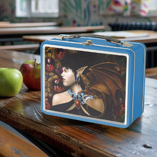 Mystical Elf Dragon Companion Butterfly Fantasy Metal Lunch Box