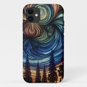 Mystical Ethereal Art with Trees and Night Sky iPhone 11 Case