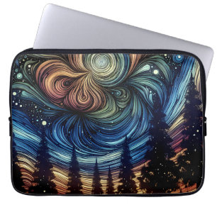 Mystical Ethereal Art with Trees and Night Sky Laptop Sleeve