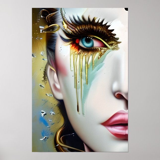 Mystical Ethereal Beautiful Women with Gold Tears Poster (Front)