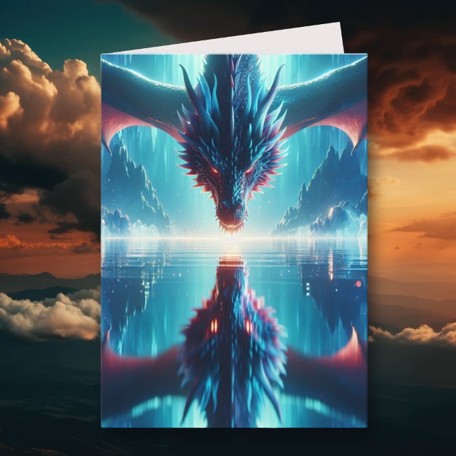 Mystical Ethereal Dragon Reflection Birthday  Card (Creator Uploaded)