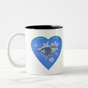 Mystical Eye Floral Heart Two-Tone Coffee Mug