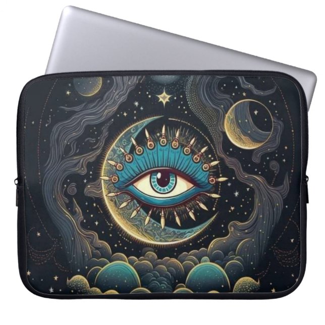 Mystical Eye in the Moon Galaxy Laptop Sac (Devant)