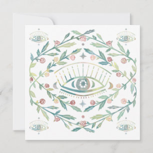 Mystical Eye Roses Vines Magical Boho Blank Card