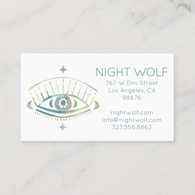 Mystical Eye Roses Vines Magical Boho Colourful  Business Card (Back)