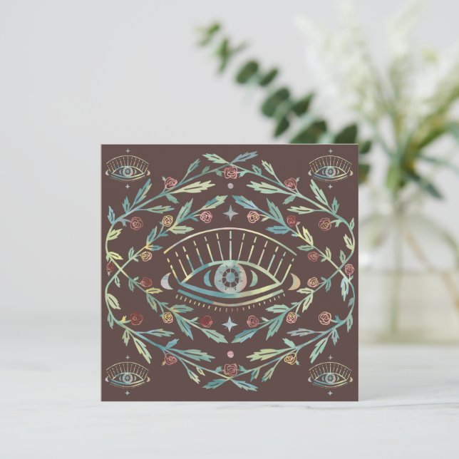 Mystical Eye Roses Vines Magical Boho Colourful Invitation (Standing Front)