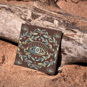 Mystical Eye Roses Vines Magical Boho Colourful   Square Business Card