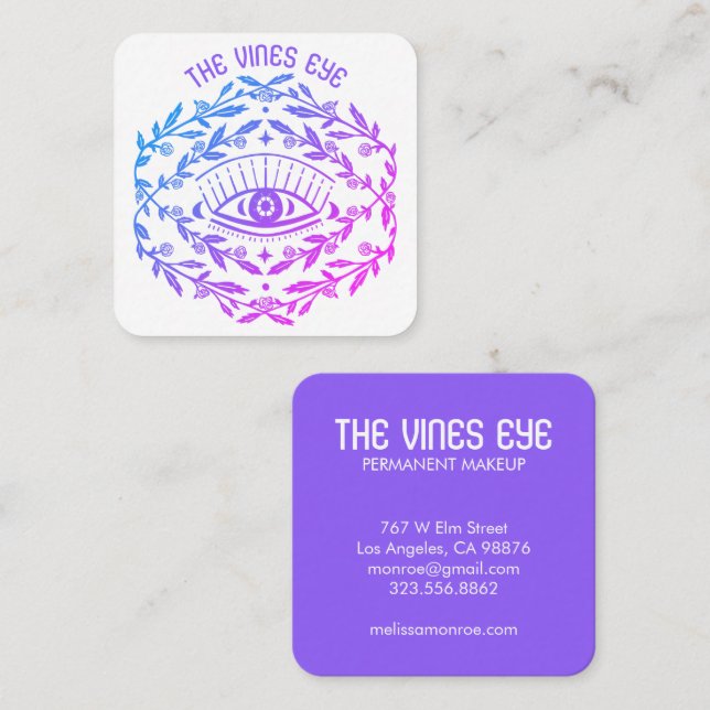 Mystical Eye Roses Vines Magical Boho Square Business Card (Front/Back)