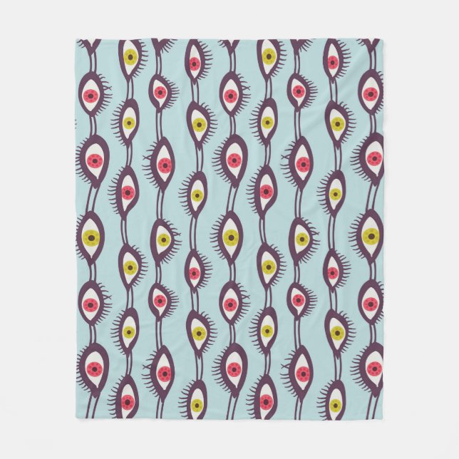 Mystical Eyes Pattern - Psychedelic Trippy Design  Fleece Blanket (Front)