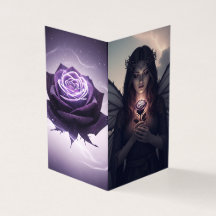 Mystical Fairy with Violet Rose | Thank You Card