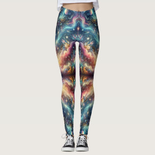 Mystical Fantasy Colourful Celestial Faraway Castl Leggings