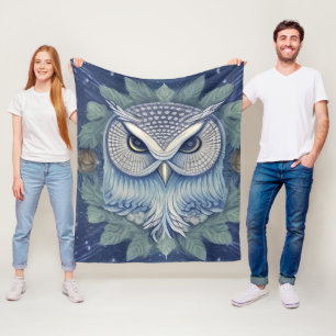 Mystical Fantasy Forest Owl Fleece Blanket