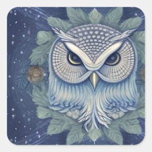 Mystical Fantasy Forest Owl Square Sticker