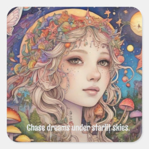 Mystical Fantasy Girl - Custom Magical Square Sticker