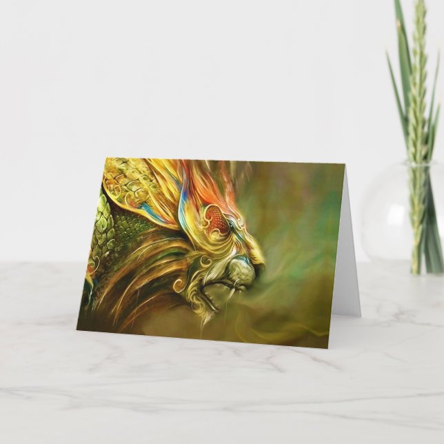 Mystical Fantasy Lion's Head Profile Card (Front)