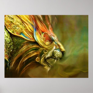 Mystical Fantasy Lion's Head Profile Poster