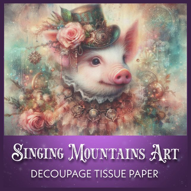 Mystical Fantasy Steampunk Pig Decoupage Tissue Paper (Creator Uploaded)