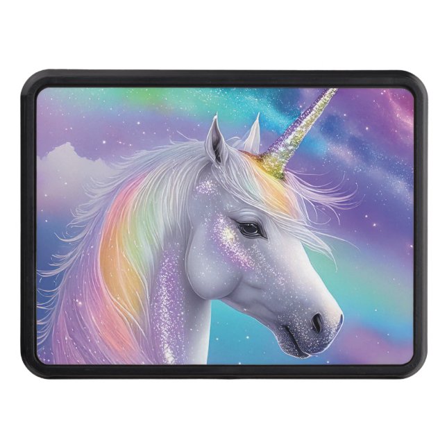 Mystical Fantasy Unicorn Sparkle Nonbinary Truck Trailer Hitch Cover (Front)