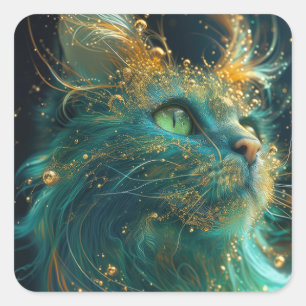 Mystical Feline Square Sticker