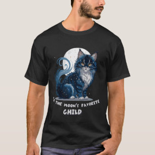 Mystical Feline Starry Night Moon Cat Magic Star K T-Shirt