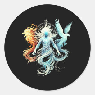 Mystical Figure With Dual Forms Sticker 