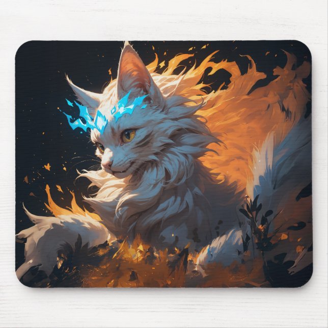 Mystical Flame Cat Familiar Mouse Pad (Front)